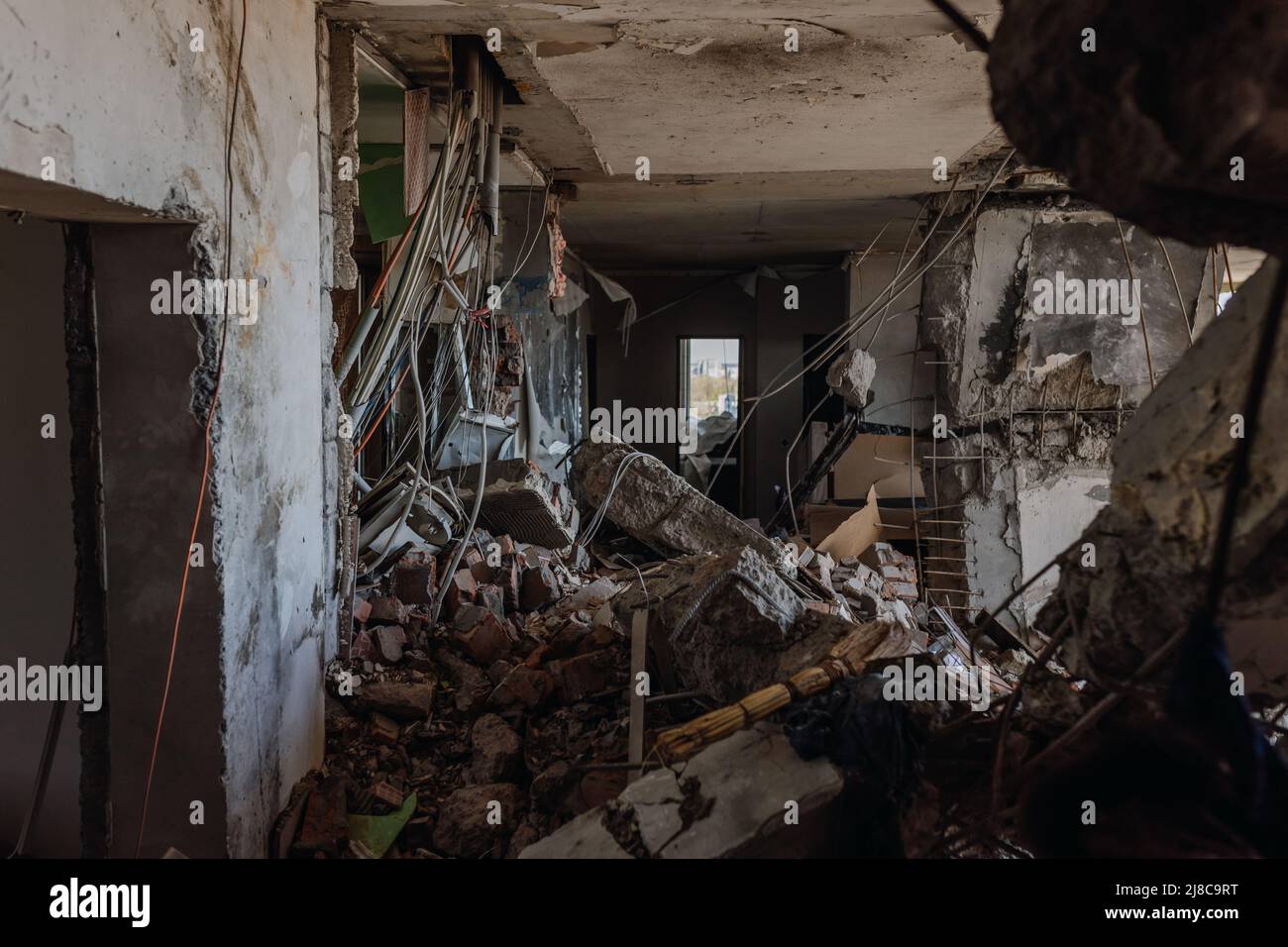 Chernihiv Ukraine 2022 Destroyed apartments after the air raid. Inside