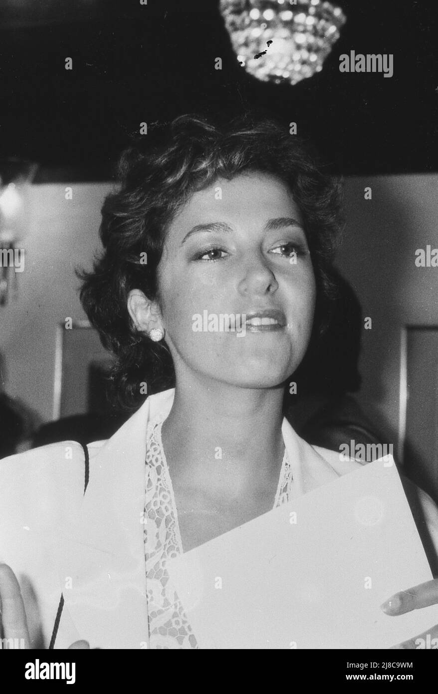 Deborah Barrymore (Moore), British actress, attends a celebrity event in London on May 27, 1989. She is the daughter of actor Roger Moore. Stock Photo