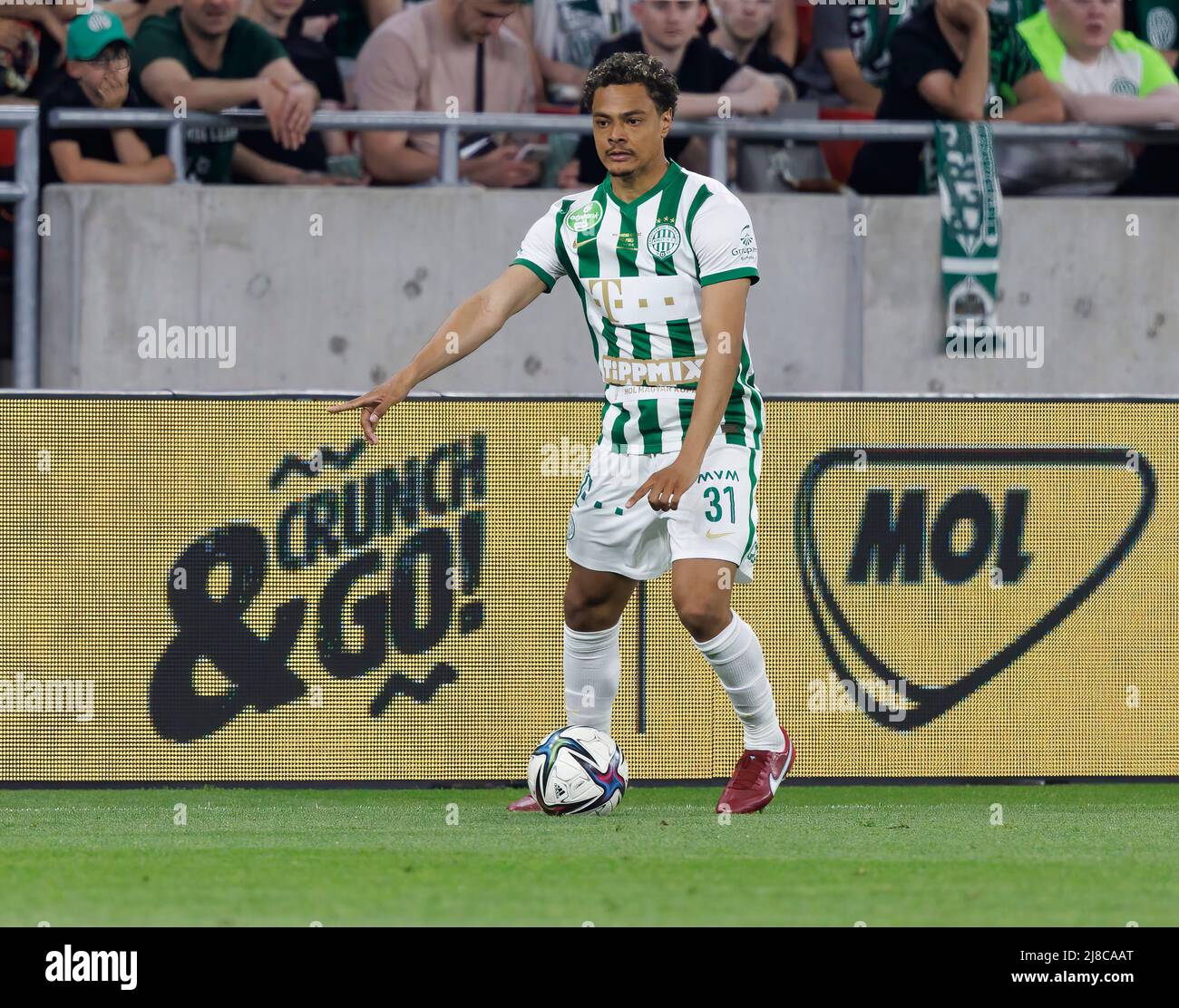 Henry Wingo of Ferencvarosi TC controls the ball during the