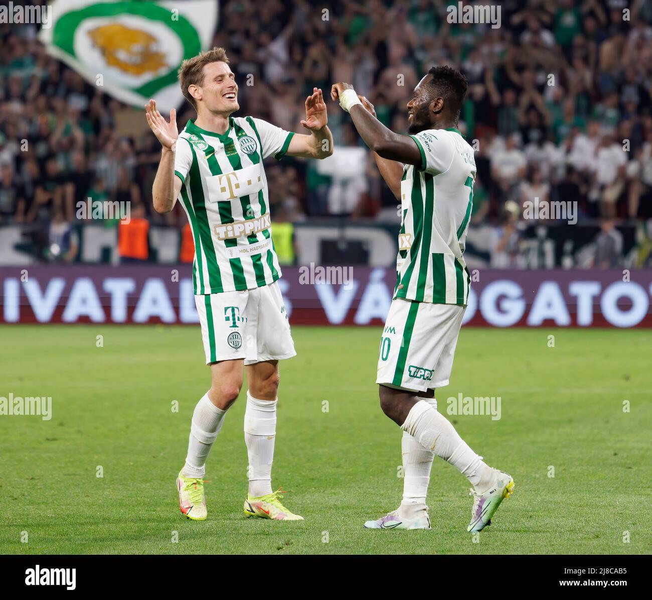 Amer Gojak of Ferencvarosi TC celebrates after scoring a goal with