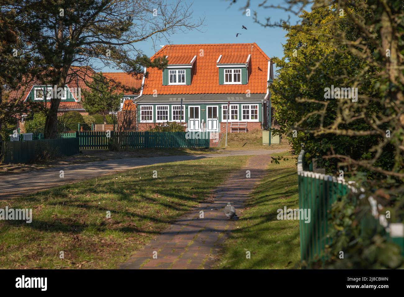 Typical fresian building, Spiekeroog, Germany Stock Photo