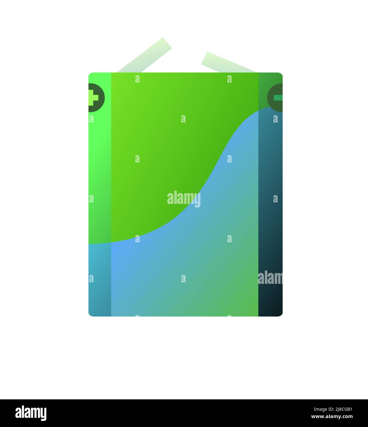 Square Battery Energy source. Electricity accumulator. Galvanic cell