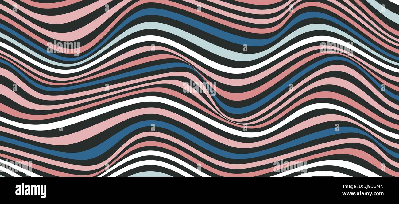 Distorted 3D Lnes background. Abstract  Lines Background. Vector Optical Ilusion Stock Vector