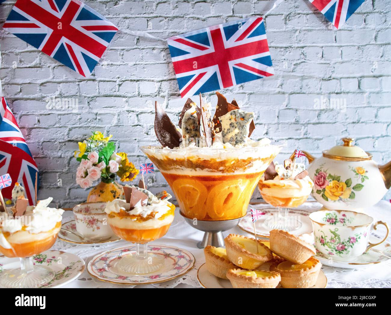 The Queen Elizabeth II platinum jubilee pudding jubilee trifle Stock