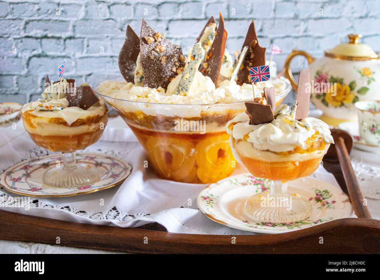 The Queen Elizabeth II platinum jubilee pudding jubilee trifle Stock