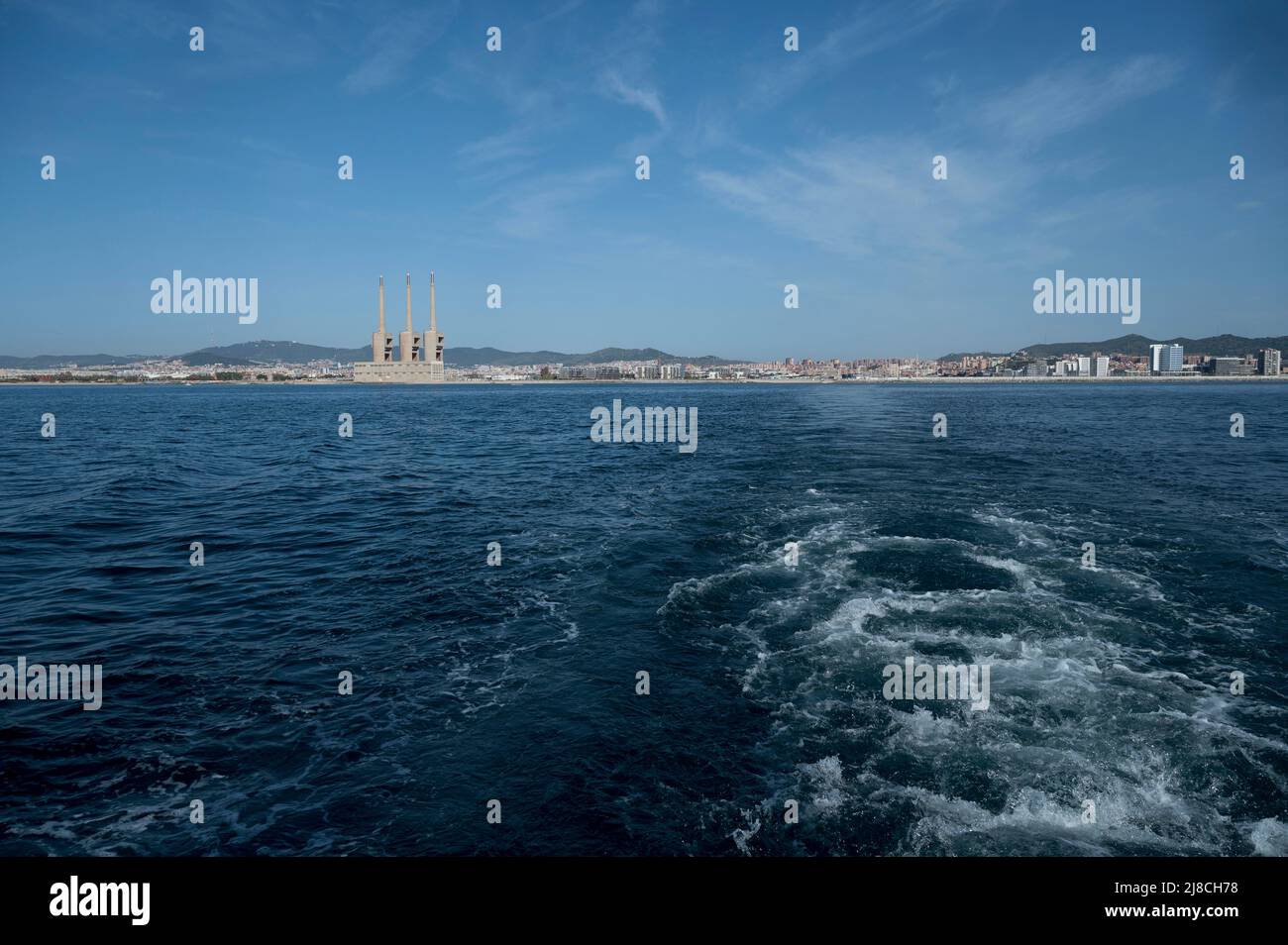 May 15, 2022, Badalona, Catanzaro, Spain: The port of Badalona seen from afar. The Spanish NGO Open Arms starts a new rescue mission in Central Mediterranean area, with their first sailboat Astral. (Credit Image: © Valeria Ferraro/ZUMA Press Wire) Stock Photo