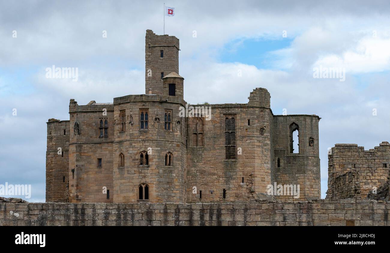 Warkworth Castle, Castle Terrace, Warkworth, Morpeth, Northumberland, England, UK. - ruined medieval castle Stock Photo