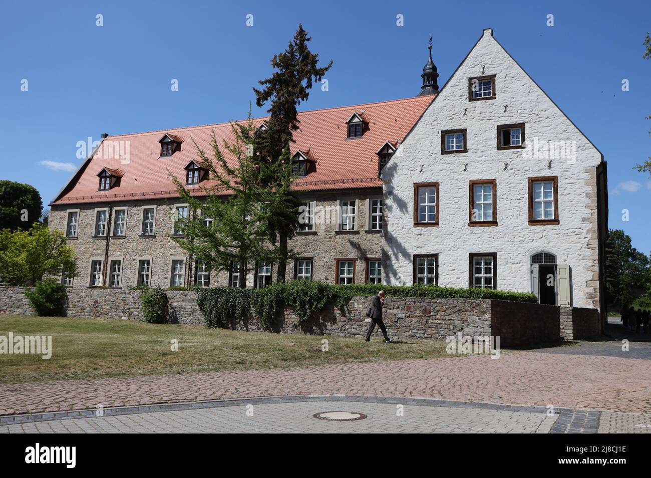 15 May 2022, Saxony-Anhalt, Wernigerode: On the occasion of the International Museum Day, the newly designed exhibition rooms in the Novalis Museum in Oberwiederstedt could also be visited. Today, Novalis' family castle houses the Novalis Museum and the research center on early Romanticism. Photo: Matthias Bein/dpa Stock Photo