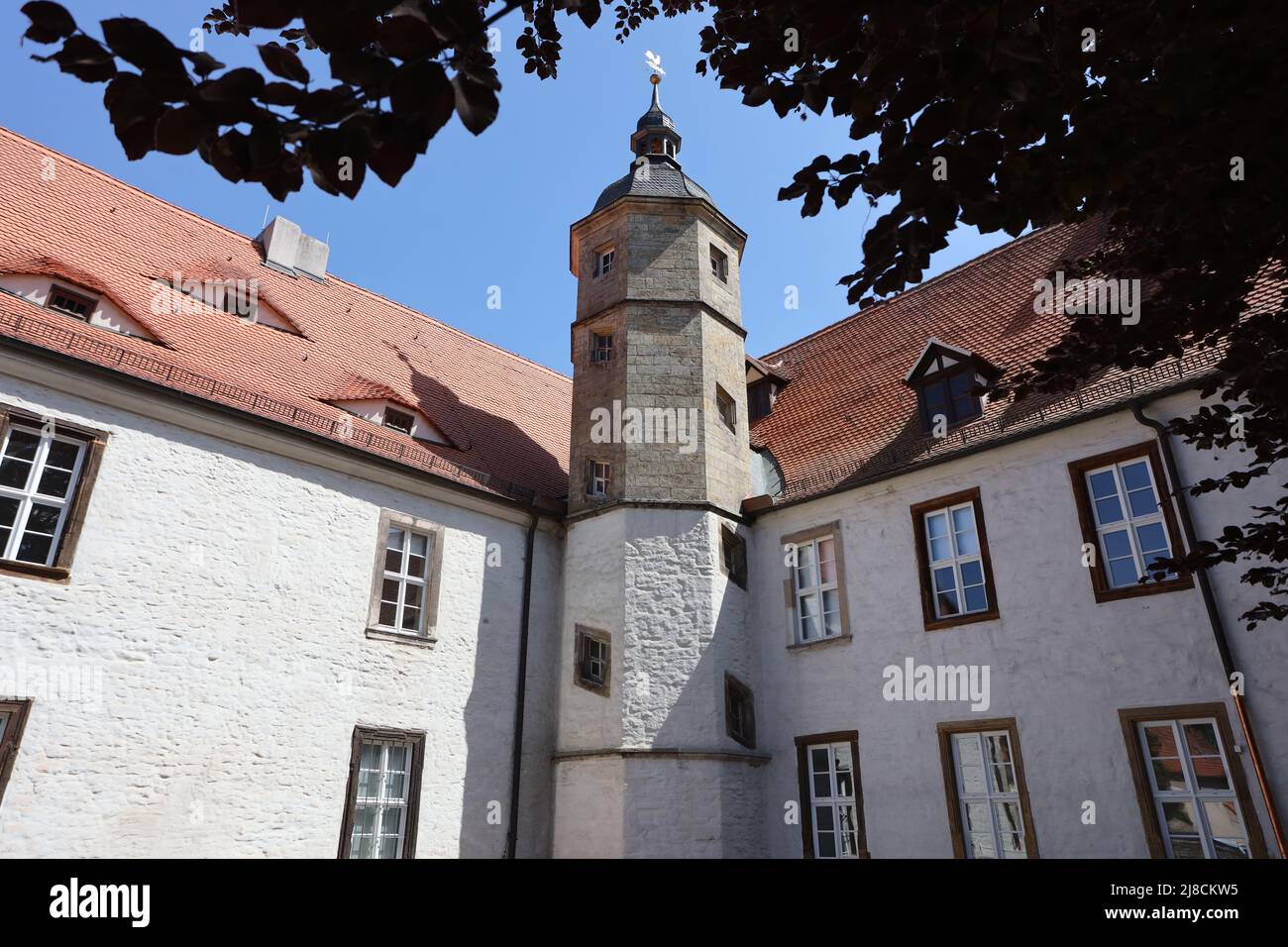 15 May 2022, Saxony-Anhalt, Wernigerode: On the occasion of the International Museum Day, the newly designed exhibition rooms in the Novalis Museum in Oberwiederstedt could also be visited. Today, Novalis' family castle houses the Novalis Museum and the research center on early Romanticism. Photo: Matthias Bein/dpa Stock Photo