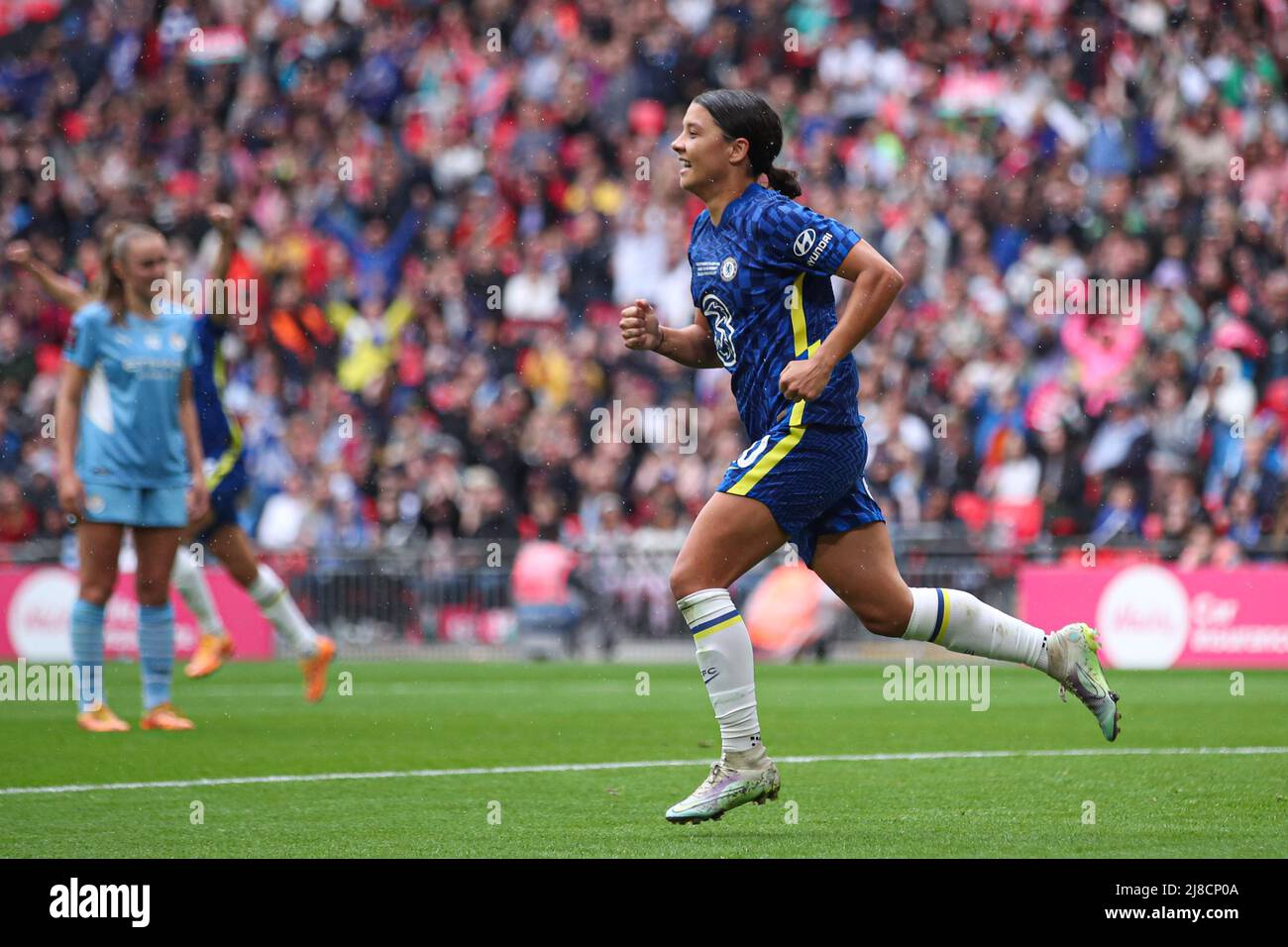London, England, 15th May 2022. Sam Kerr of Chelsea celebrates scoring
