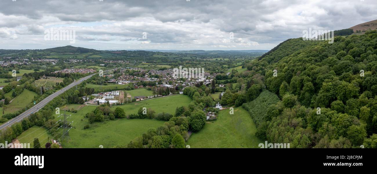 Aerial view of Abergavenny in Monmouthshire South Wales Stock Photo Alamy