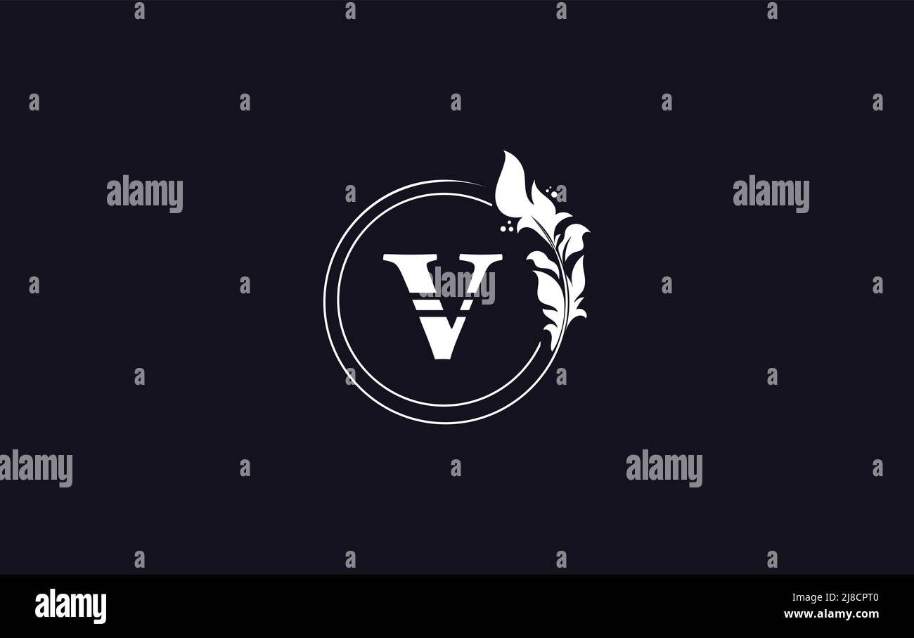 Golden circle leaf and creative logo design vector with V letter for ...