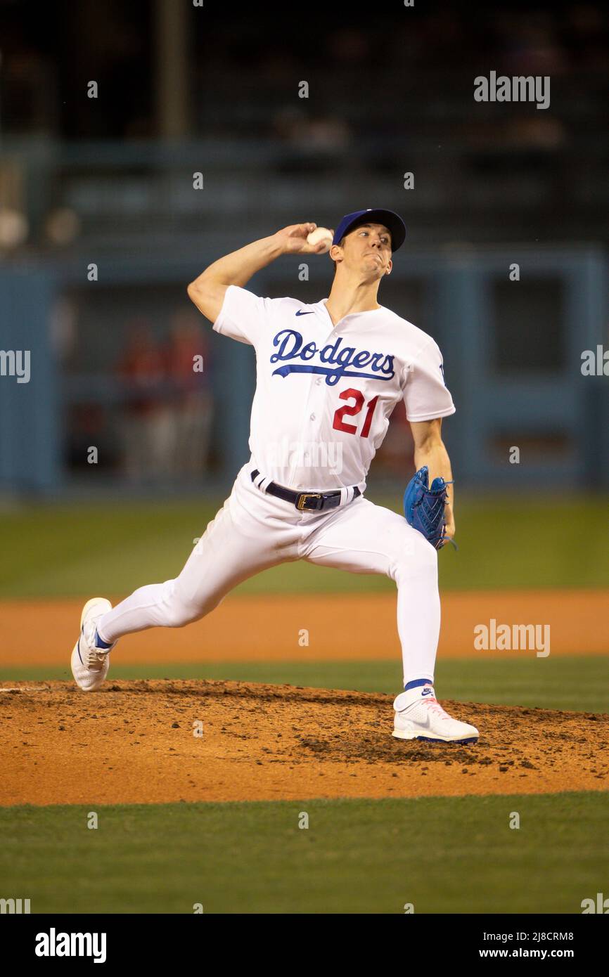 Los Angeles Dodgers starting pitcher Walker Buehler (21) pitches the ball  during a MLB regular season game against the Los Angeles Dodgers, Friday,  May 13, 2022, in Los Angeles, CA. (Brandon Sloter/Image