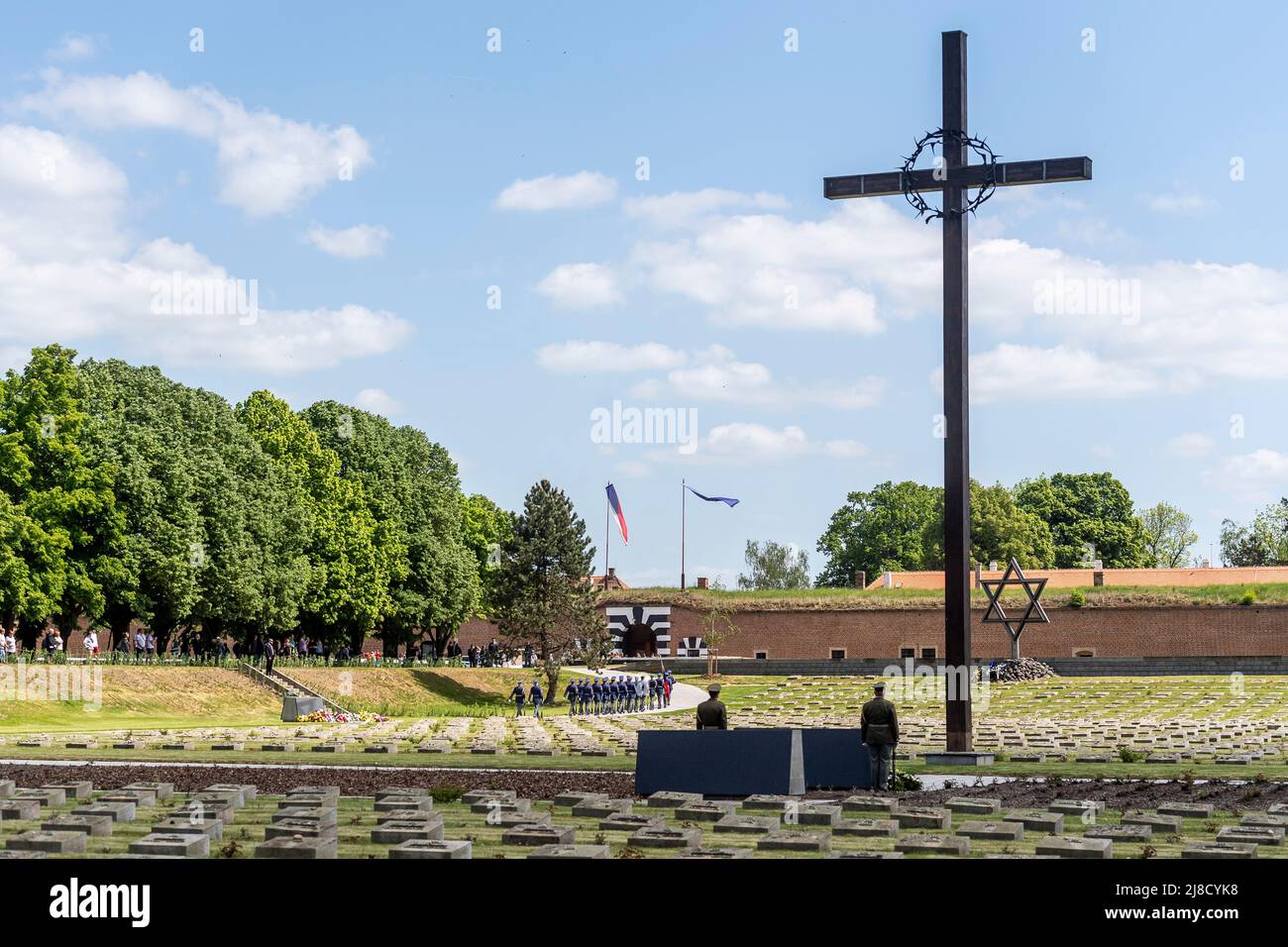 The National cemetery in Terezin, Czech Republic, on Sunday, May 15, 2022, within a commemorative event paying respect to victims of Nazi persecutions. (CTK Photo/Ondrej Hajek) Stock Photo