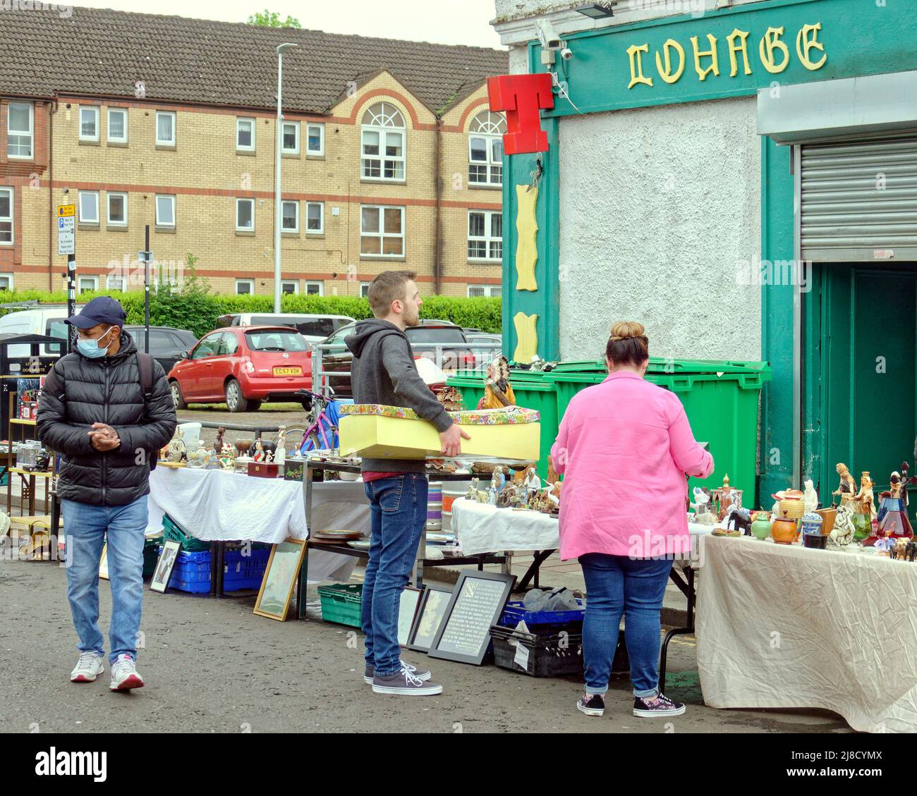Glasgow, Scotland, UK 15th May, 2022. Gentrified Barras market with few