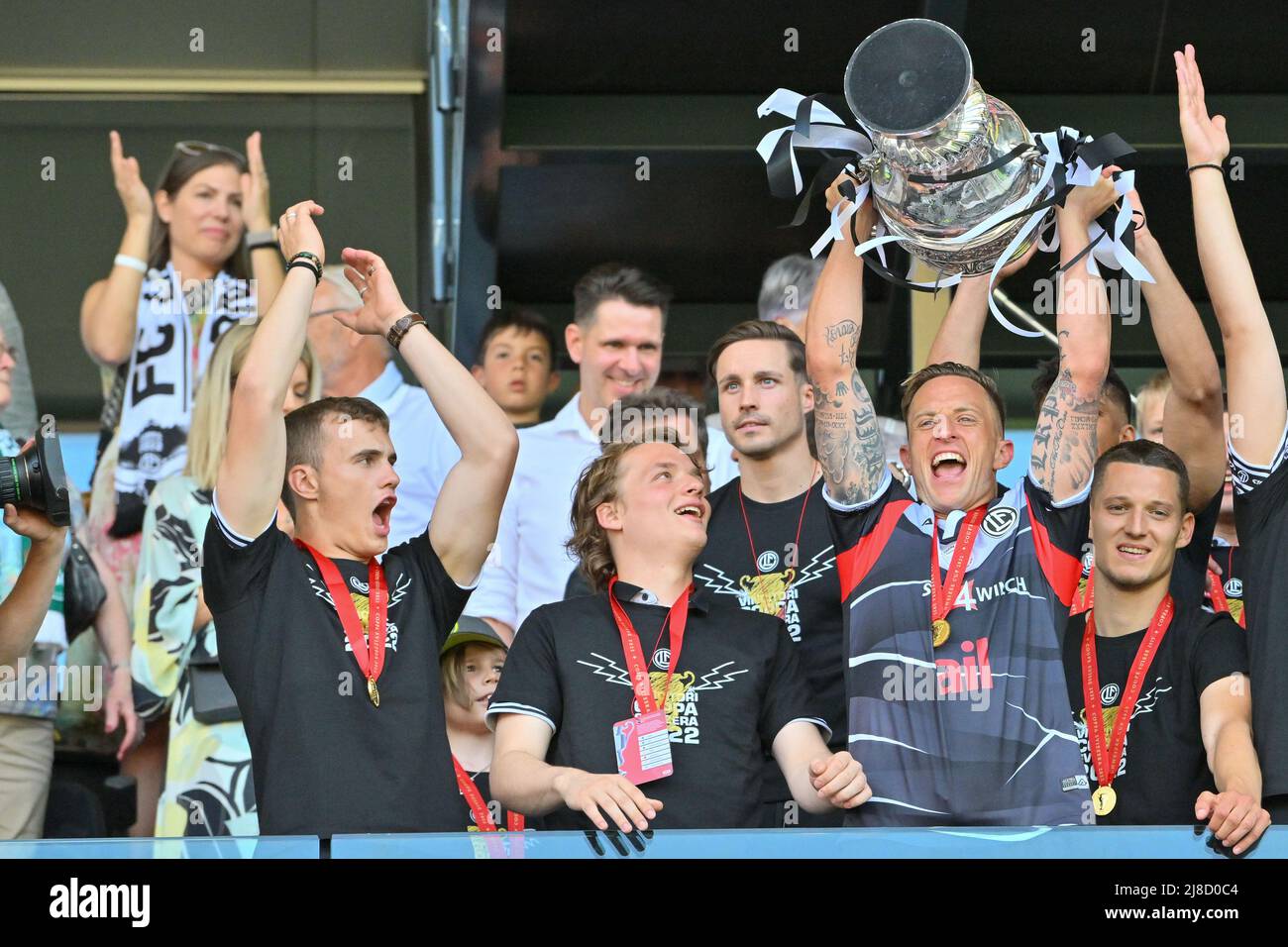 Reto Ziegler (#3 FC Lugano) celebrates with the Cup after the Swiss Cup final match between FC Lugano and FC St.Gallen at Wankdorf Stadium in Bern, Switzerland  Cristiano Mazzi / SPP Stock Photo