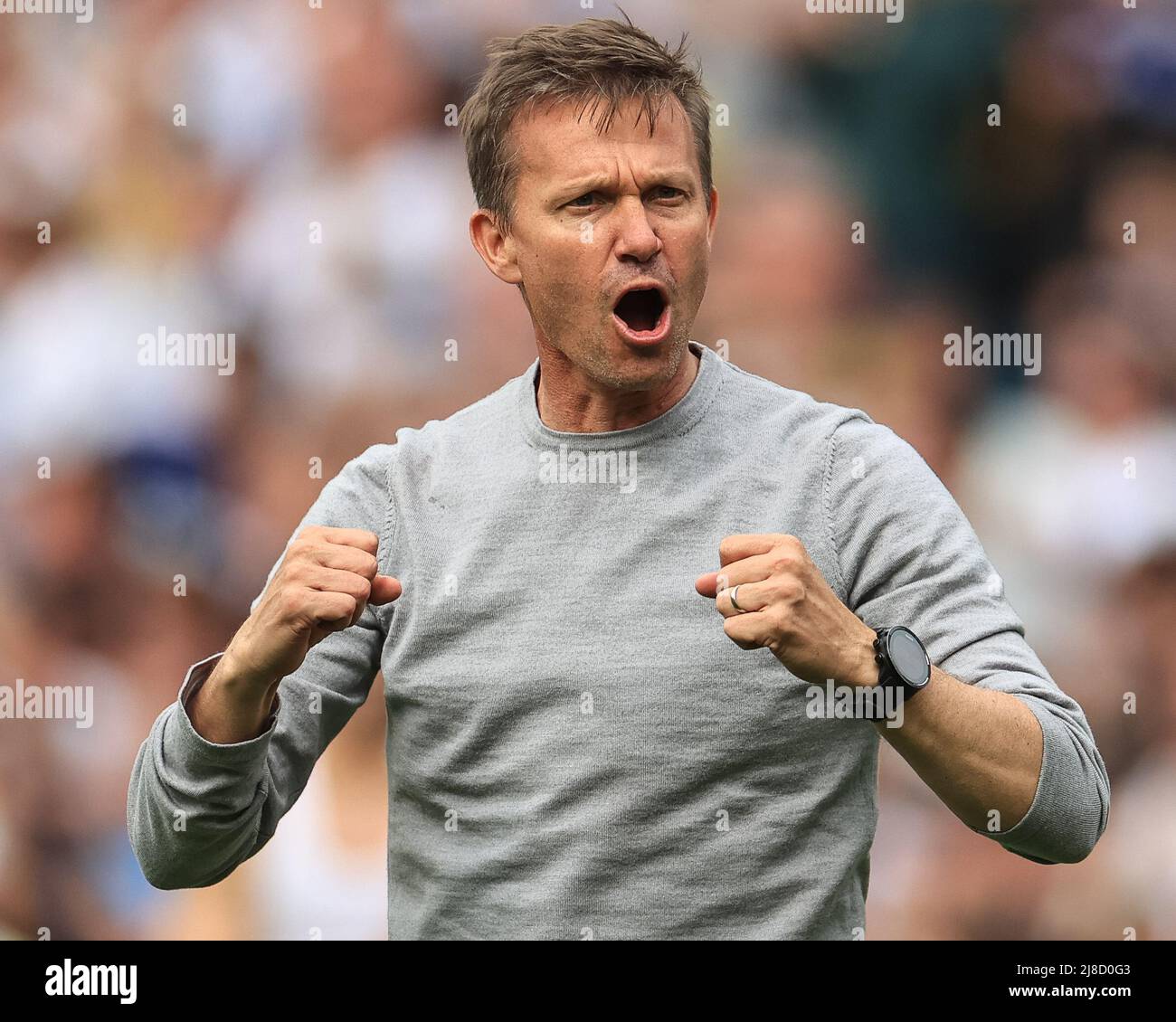 Jesse Marsch manager of Leeds United celebrates Stock Photo Alamy