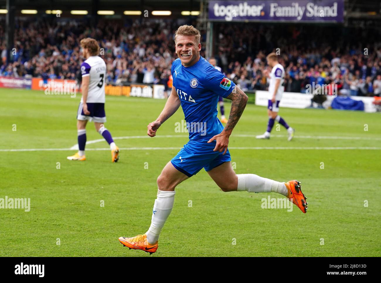 Stockport County's Will Collar celebrates scoring their side's second