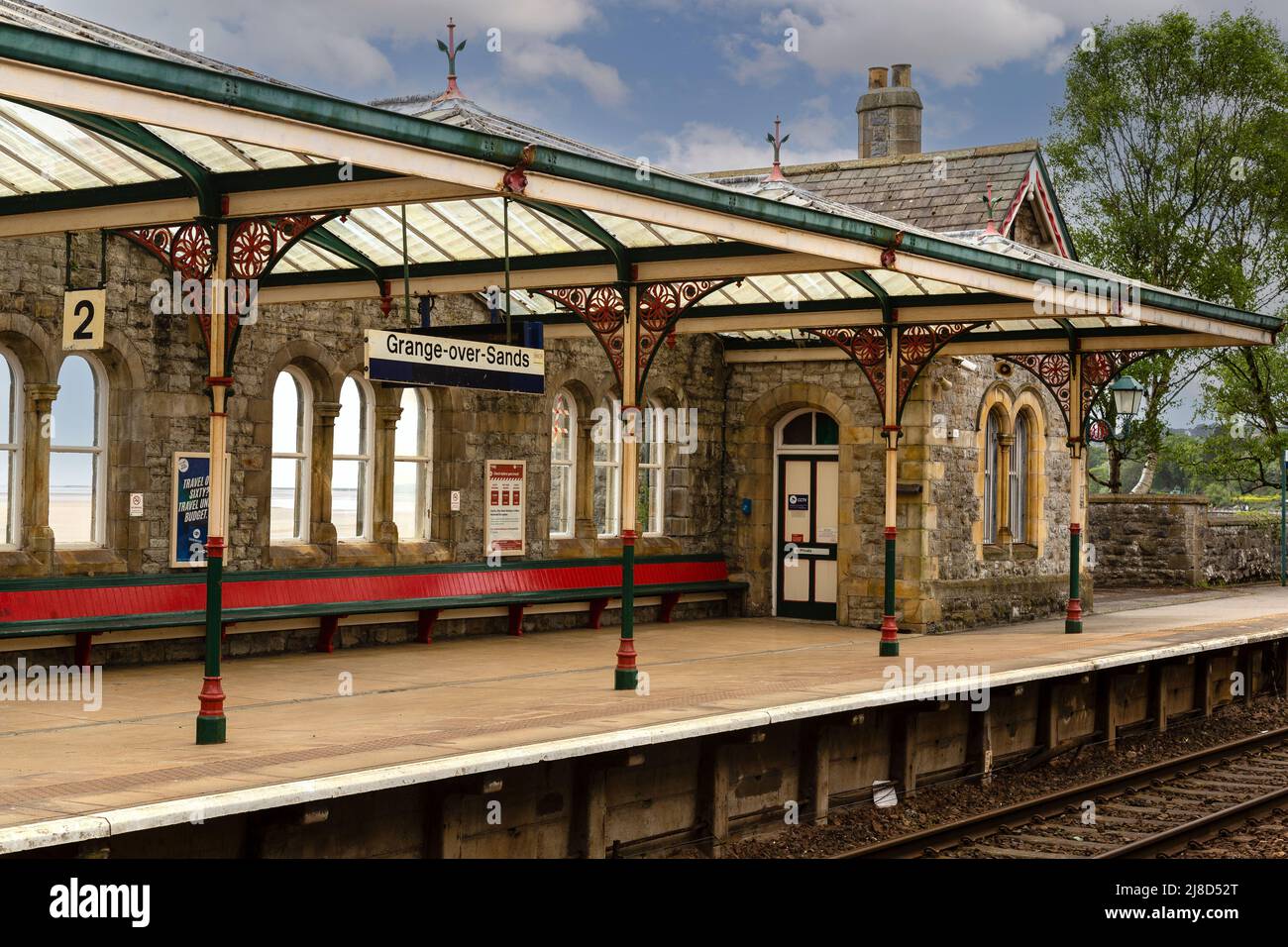 Grange-over-Sands railway station on the Furness Line in Cumbria, operated by Arriva Rail North. Stock Photo