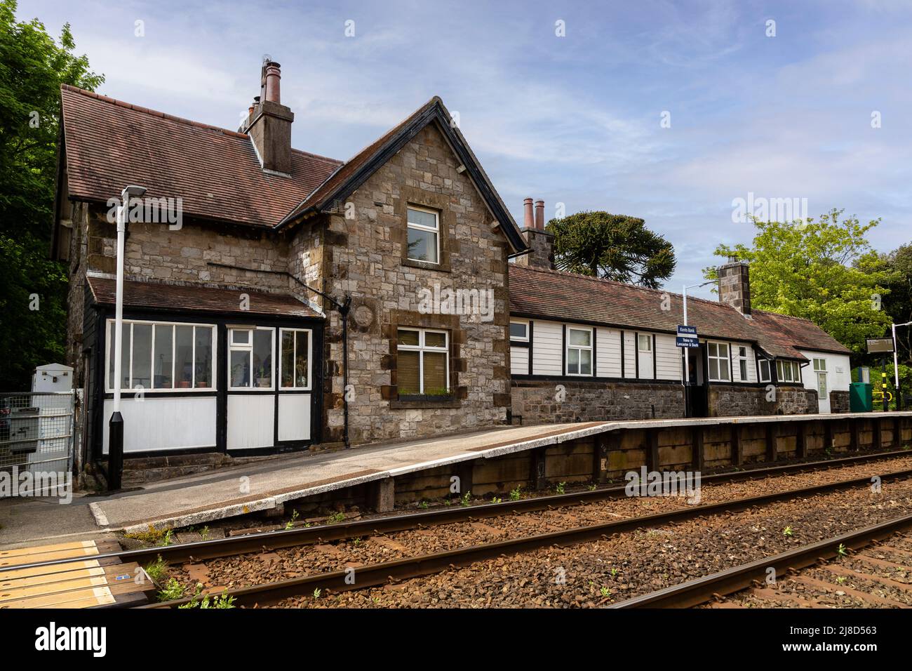 Kents Bank Station on the Furness Line in Cumbria, operated by Arriva Rail North. Stock Photo