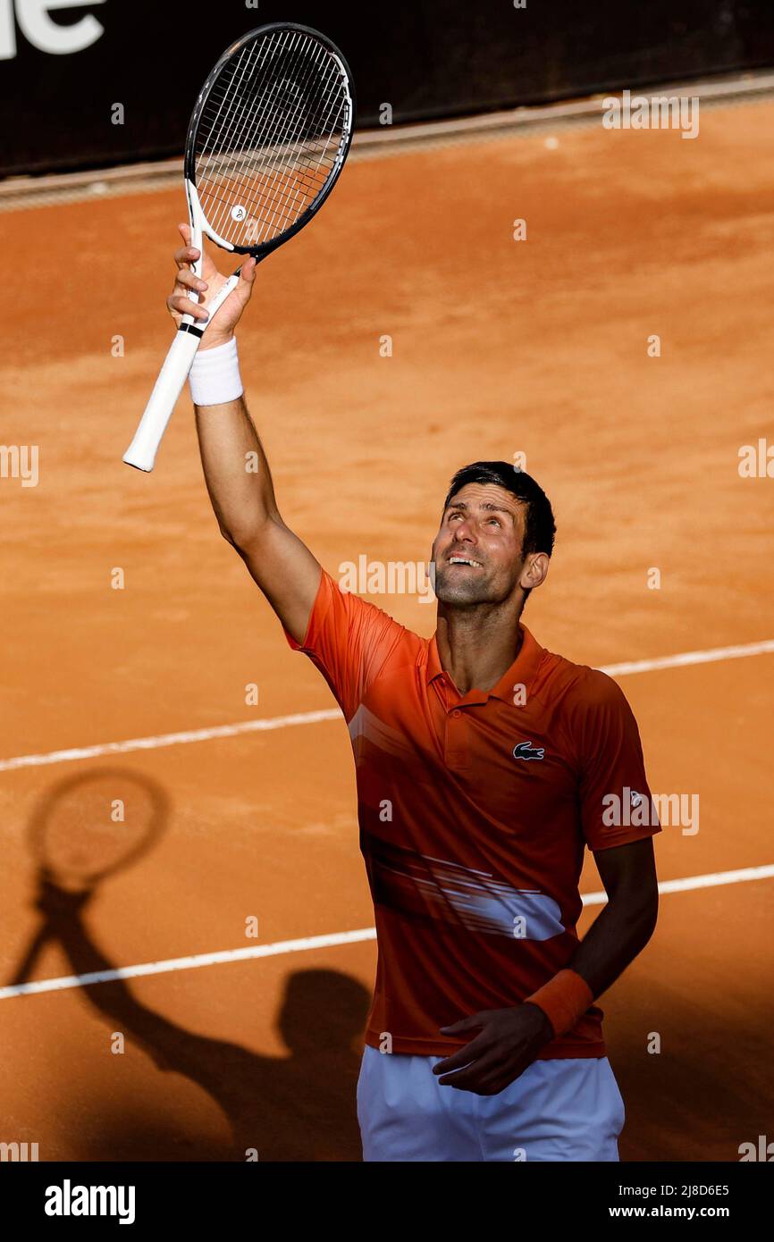 May 15, 2022, ROME, ITALY Novak Djokovic of Serbia celebrates after
