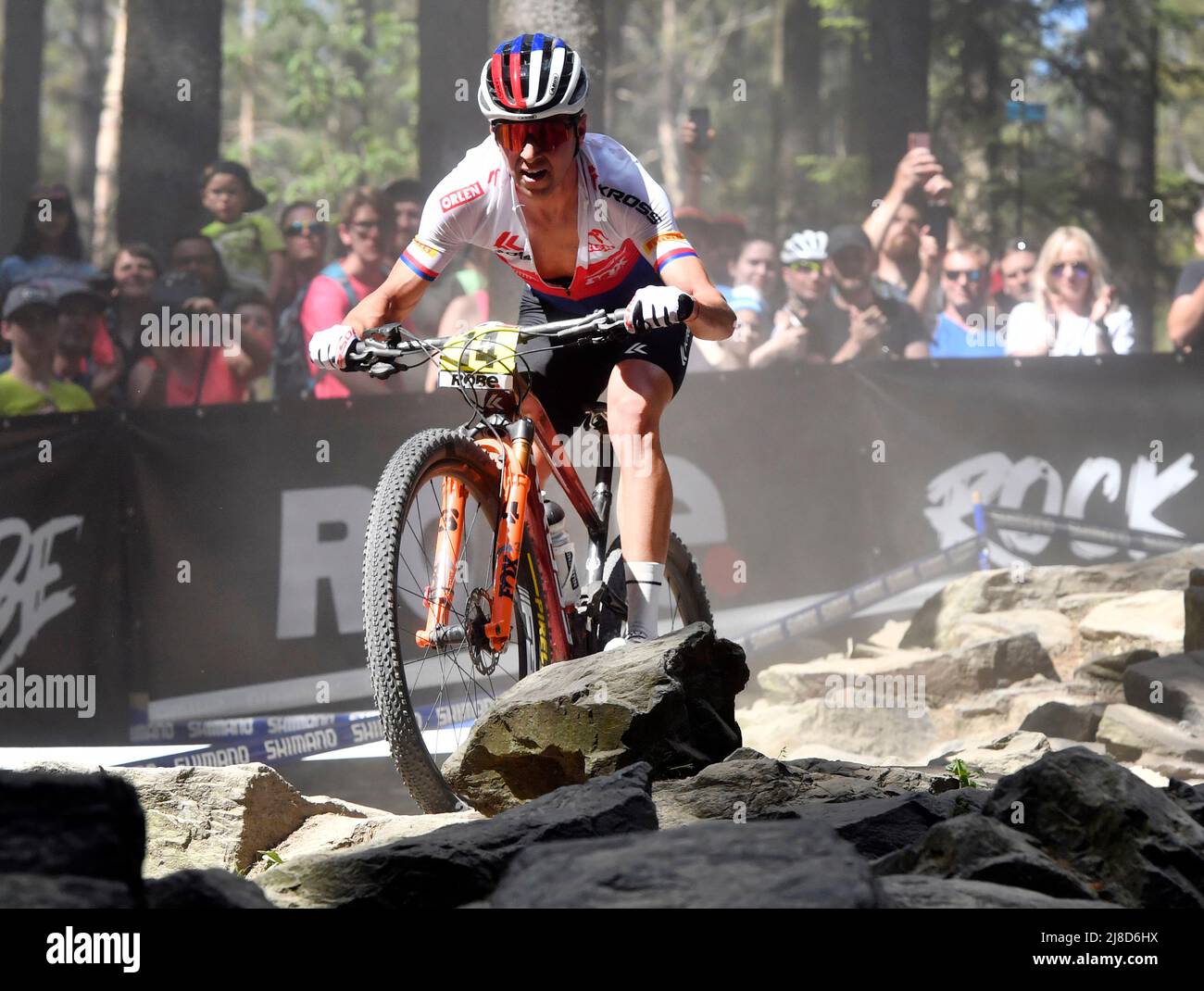 Ondrej Cink (CZE) placed the fifteenth in the UCI MTB World Cup,  Cross-Country Men Elite, in Nove Mesto na Morave, Czech Republic, on May  15, 2022. (CTK Photo/Lubos Pavlicek Stock Photo -