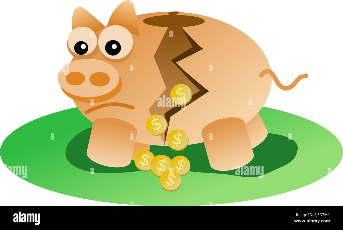 Image of broken piggy bank Stock Photo