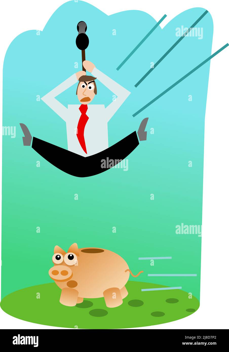 Image of business man brakes piggy bank Stock Photo