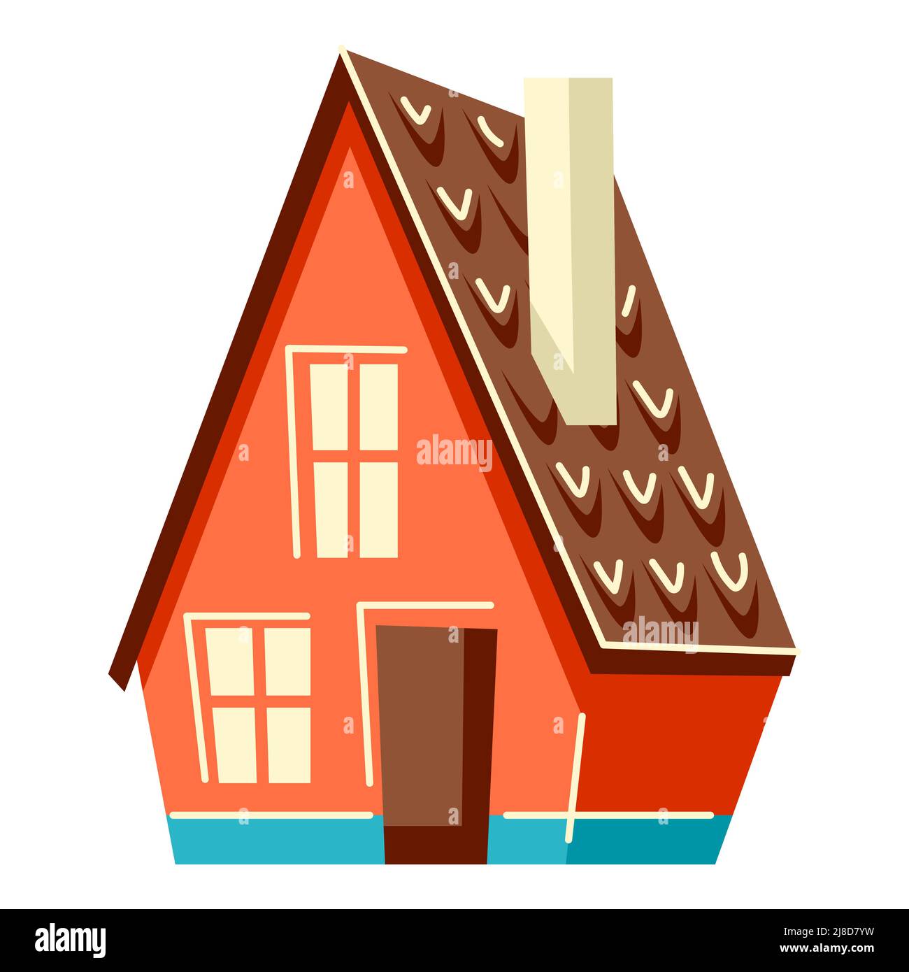 Illustration of cute house. Country colorful cottage image. Stock Vector
