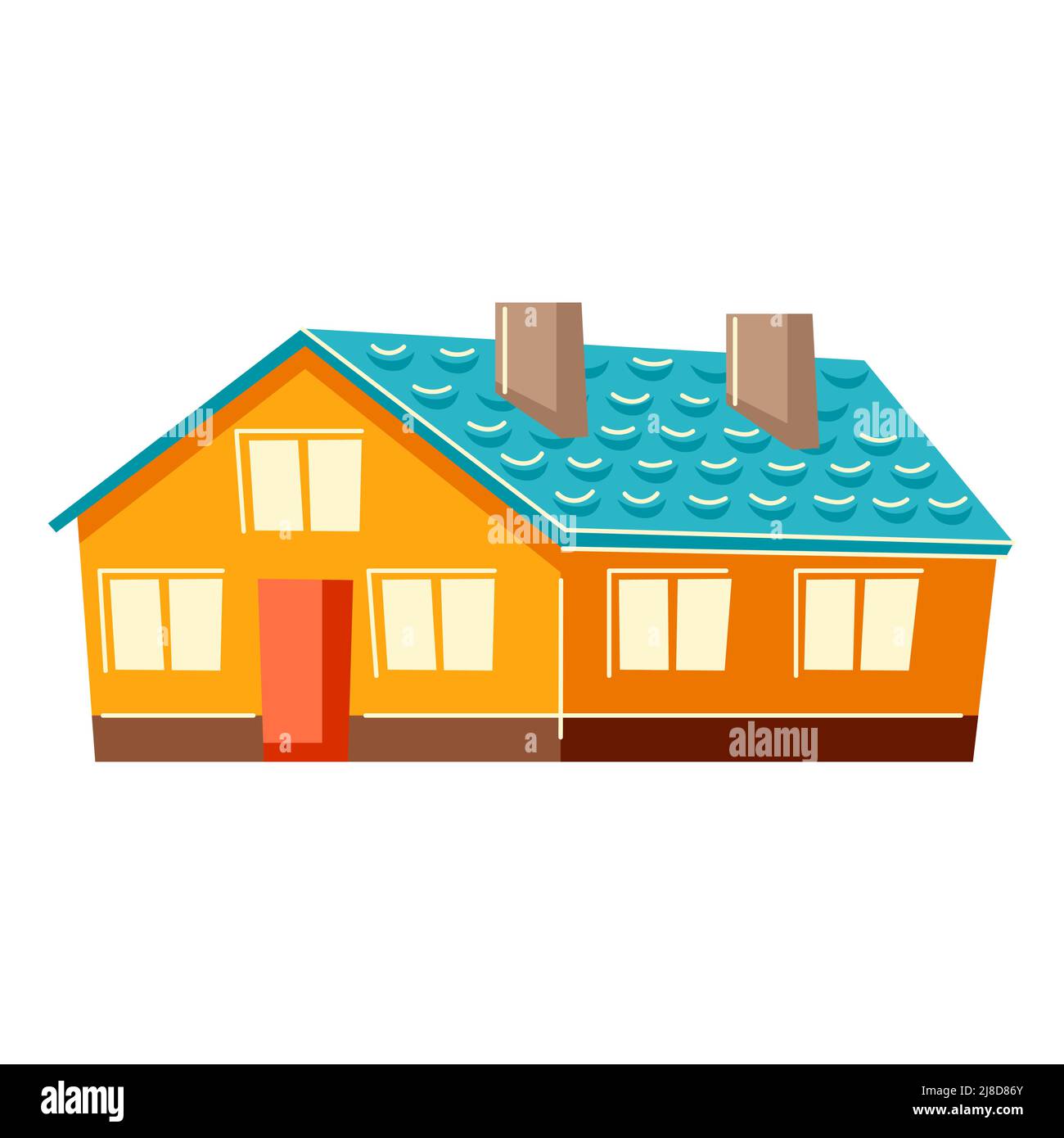 Illustration of cute house. Country colorful cottage image. Stock Vector
