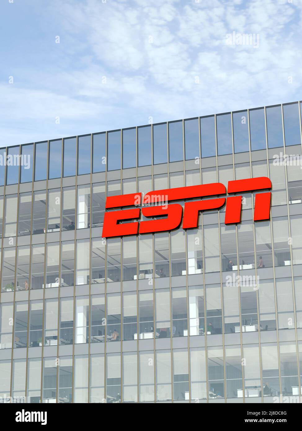 Bristol, CT, USA. May 2, 2022. Editorial Use Only, 3D CGI. ESPN Signage