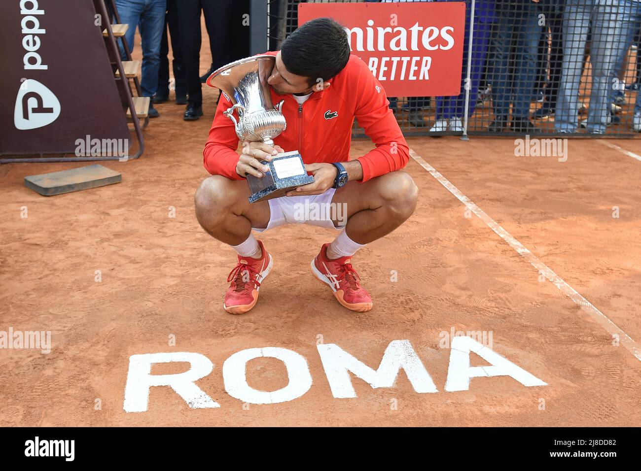 Rome, Italy , May 15th , 2022 Pictured left to right, Novak Djokovic