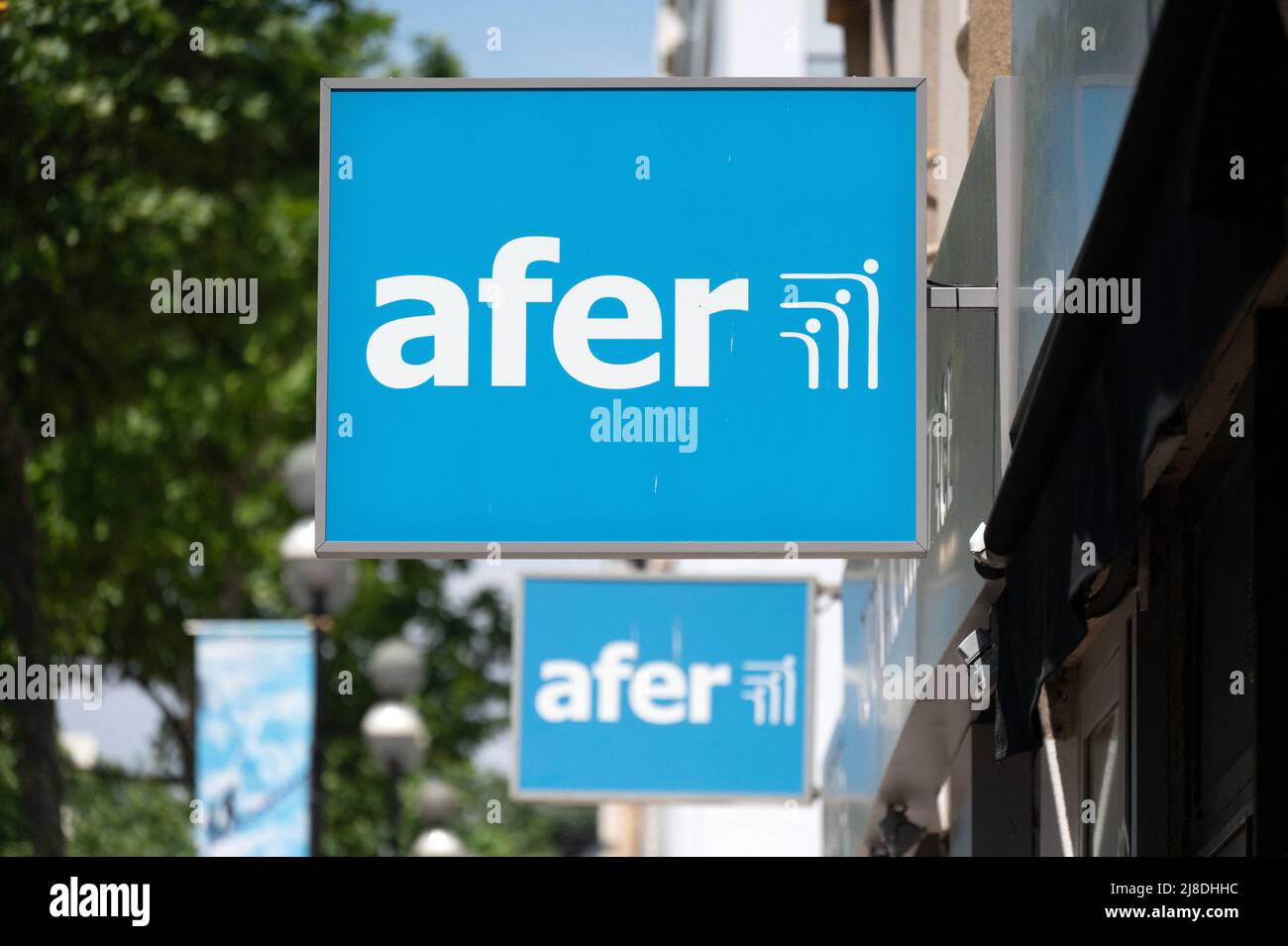 A shop sign of afer, on May 15, 2022 in Cannes, France. Photo by David ...
