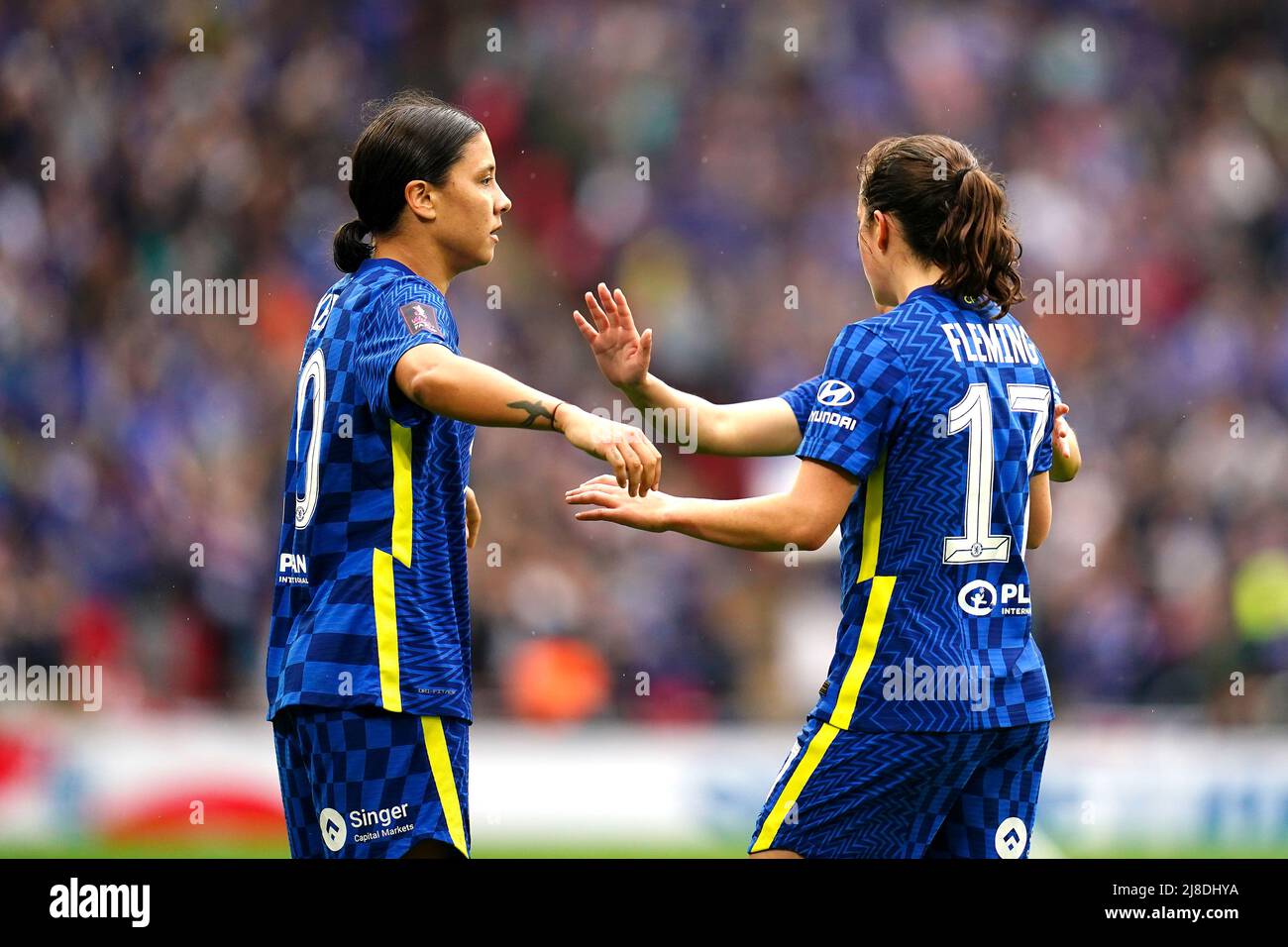Chelsea's Sam Kerr (left) poses with girlfriend Gotham FC's Kristie Mewis  after victory in the Vitality Women's FA Cup Final at Wembley Stadium,  London. Picture date: Sunday May 15, 2022 Stock Photo - Alamy