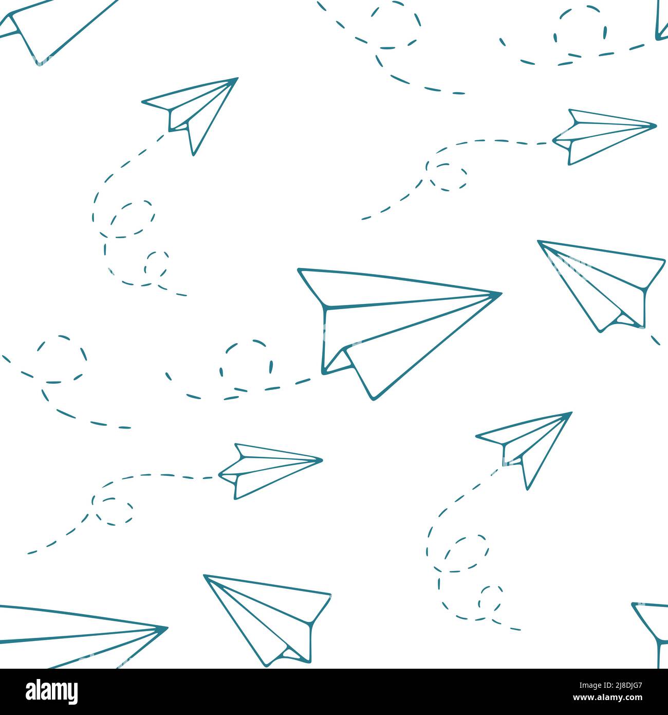 Seamless pattern with a paper airplane. Hand drawn Doodle vector ...