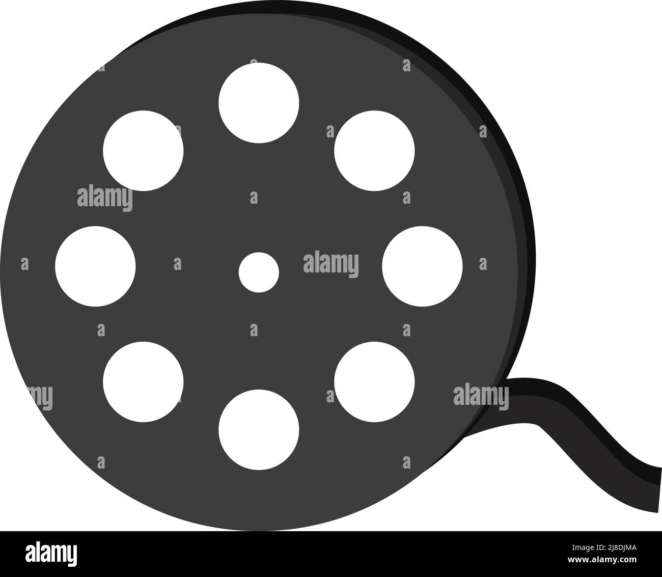 Film reel icon flat color Black and White Stock Photos & Images - Alamy