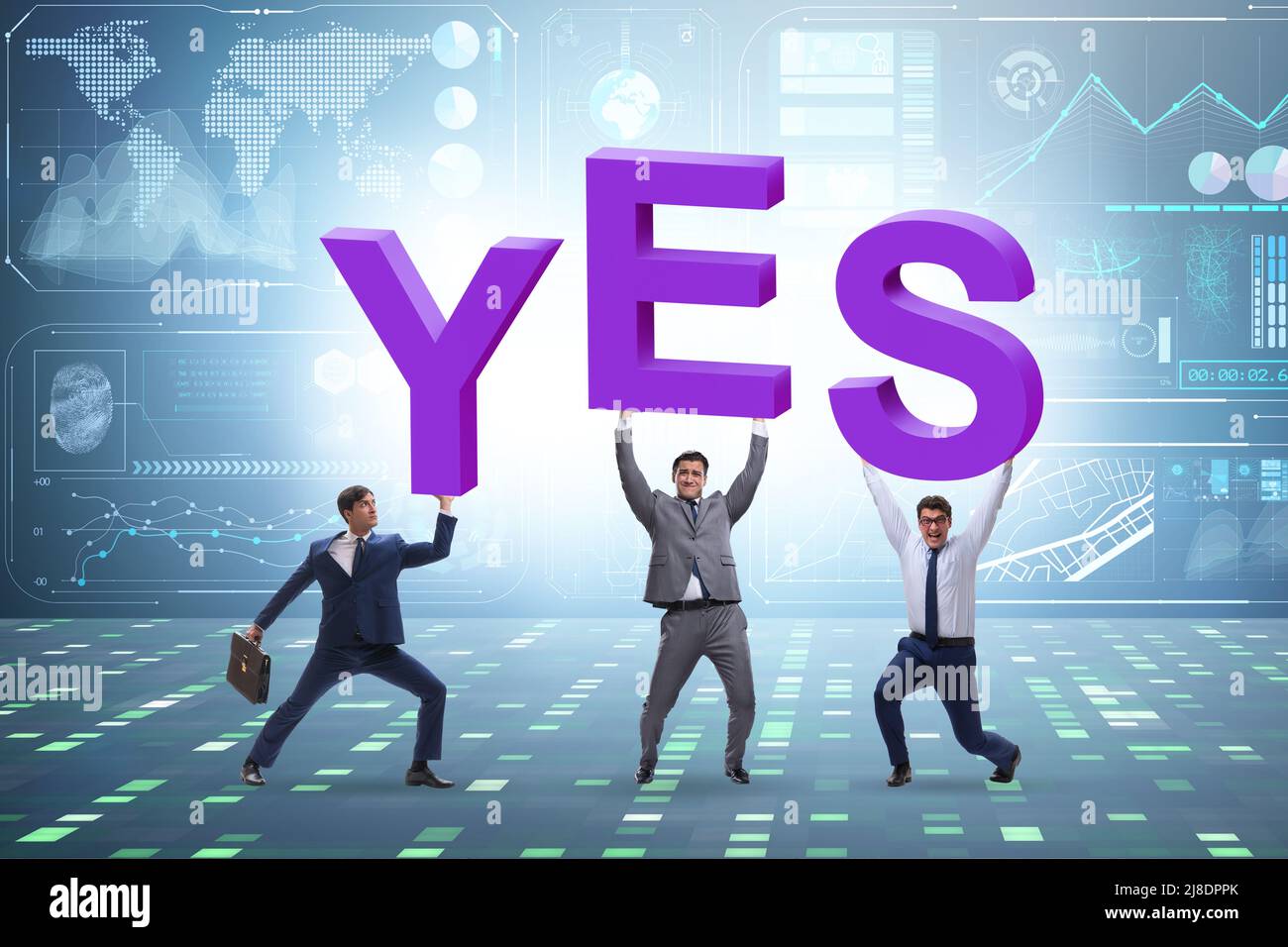 Positive Answers Businessmen in yes positive answer concept Stock Photo - Alamy