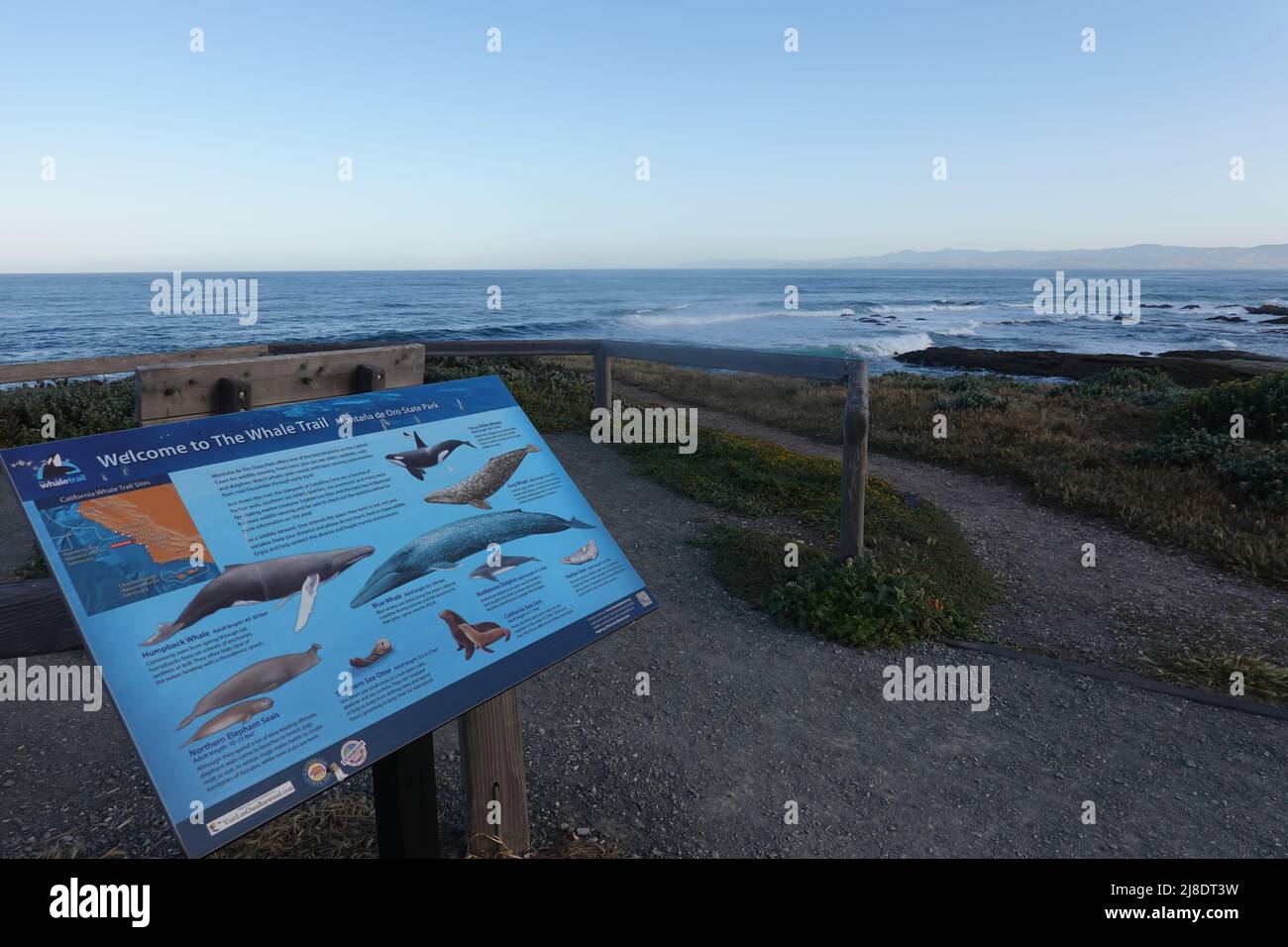 The Whale trail marker in Montaña de Oro State Park San Luis Obispo County, California , USA Stock Photo