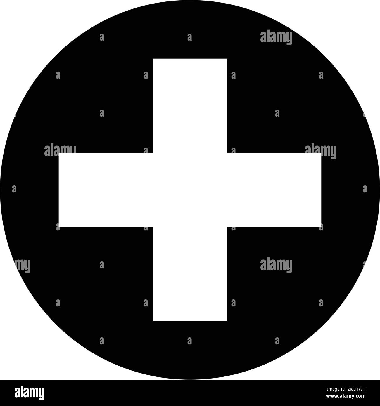 cross symbol icon black circle background. vector Stock Vector