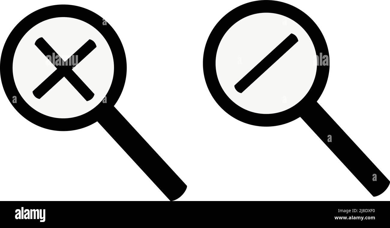 Magnifying glass simple icon black and white. set. Vector Stock Vector ...