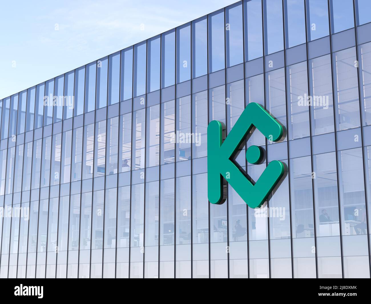 Mahé, Seychelles. May 2, 2022. Editorial Use Only, 3D CGI. KuCoin Signage  Logo on Top of Glass Building. Workplace Crypto Exchange Office  Headquarters Stock Photo - Alamy