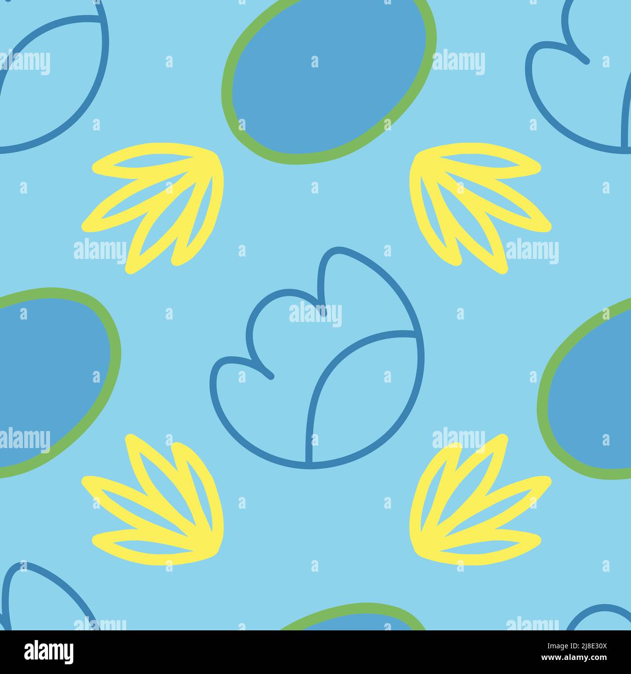 Blue and yellow abstract pattern for fabric, wrapping paper, packaging. Stock Vector