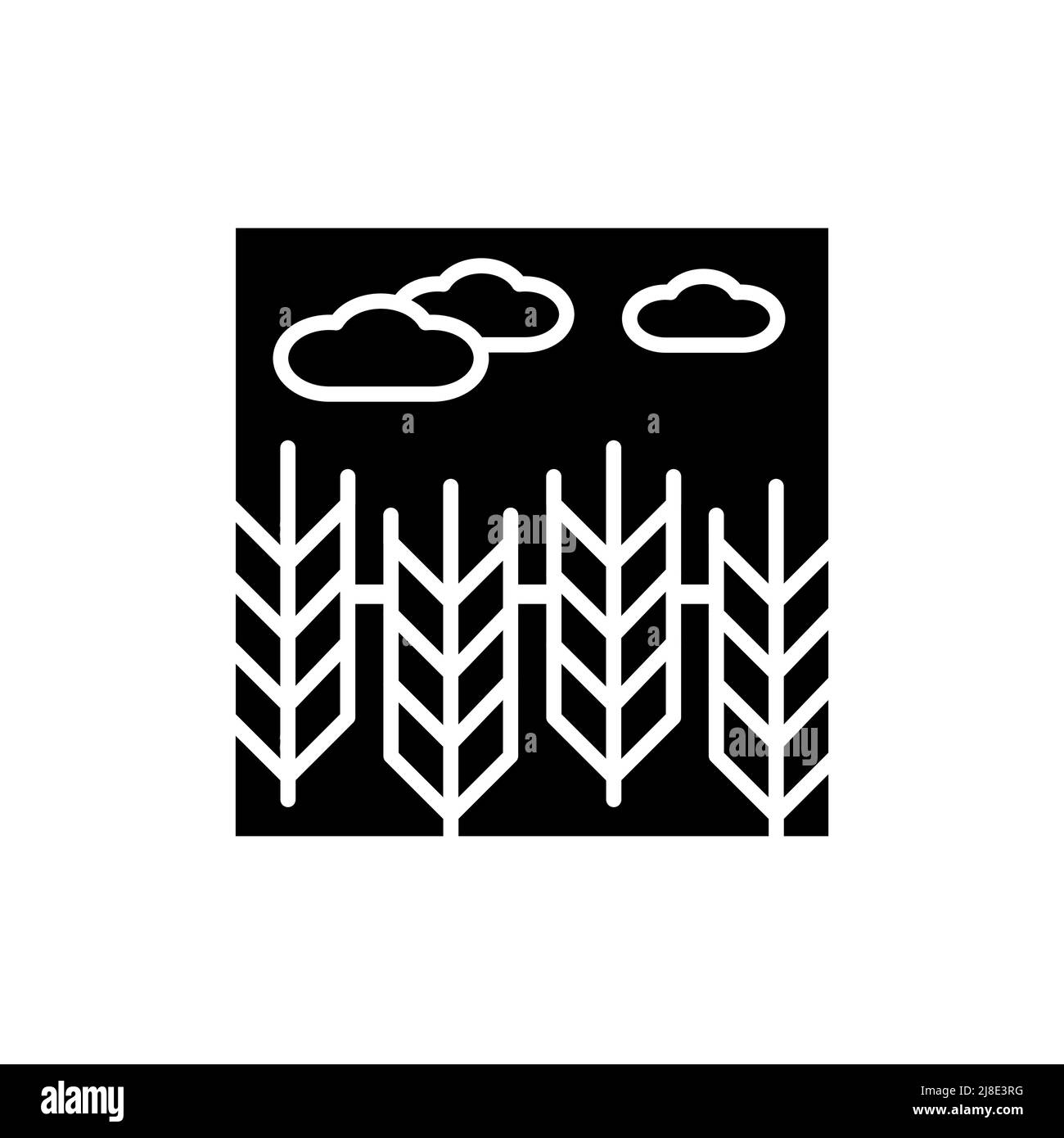 Wheat field and blue sky line color icon. Isolated vector element. Outline pictogram for web page, mobile app, promo Stock Vector