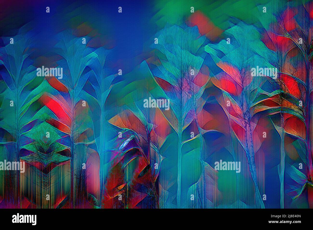 CONTEMPORARY ART: Magic of the Night in the Forest Stock Photo