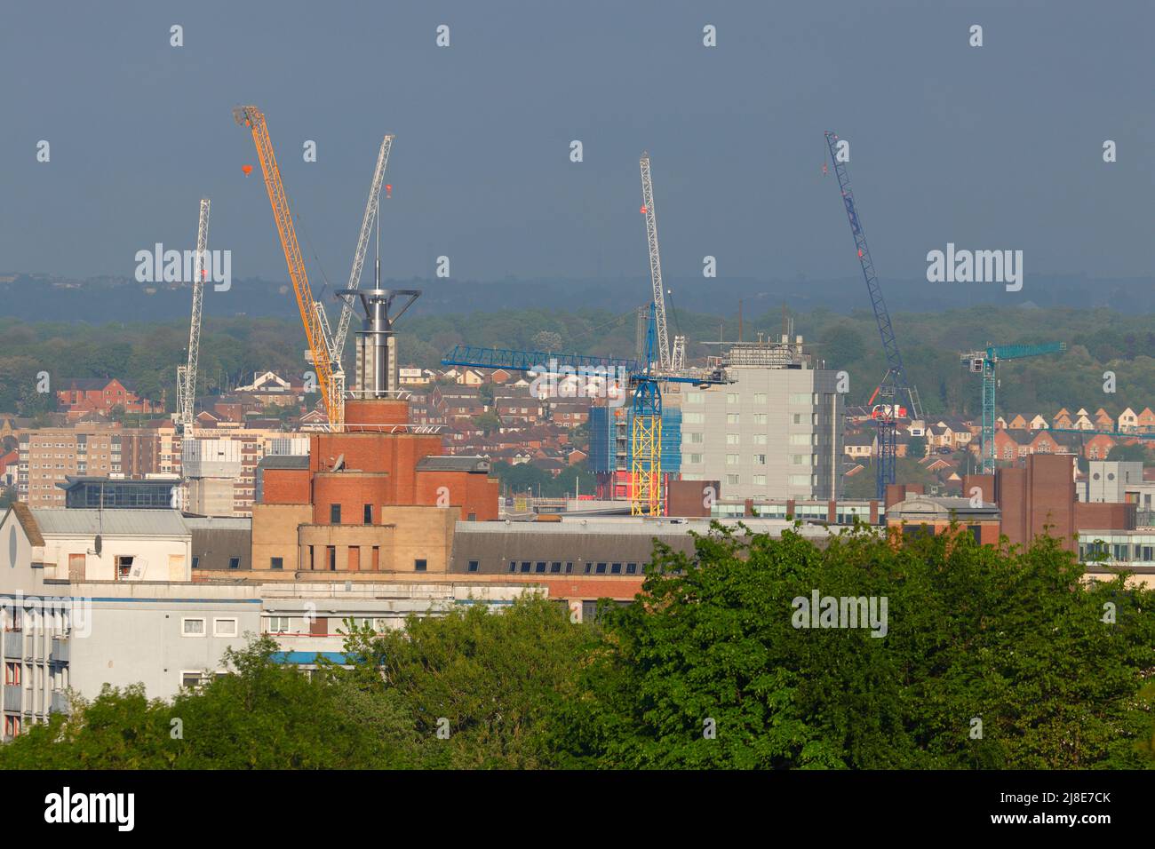 Tower cranes on various projects in Leeds City Centre Stock Photo Alamy