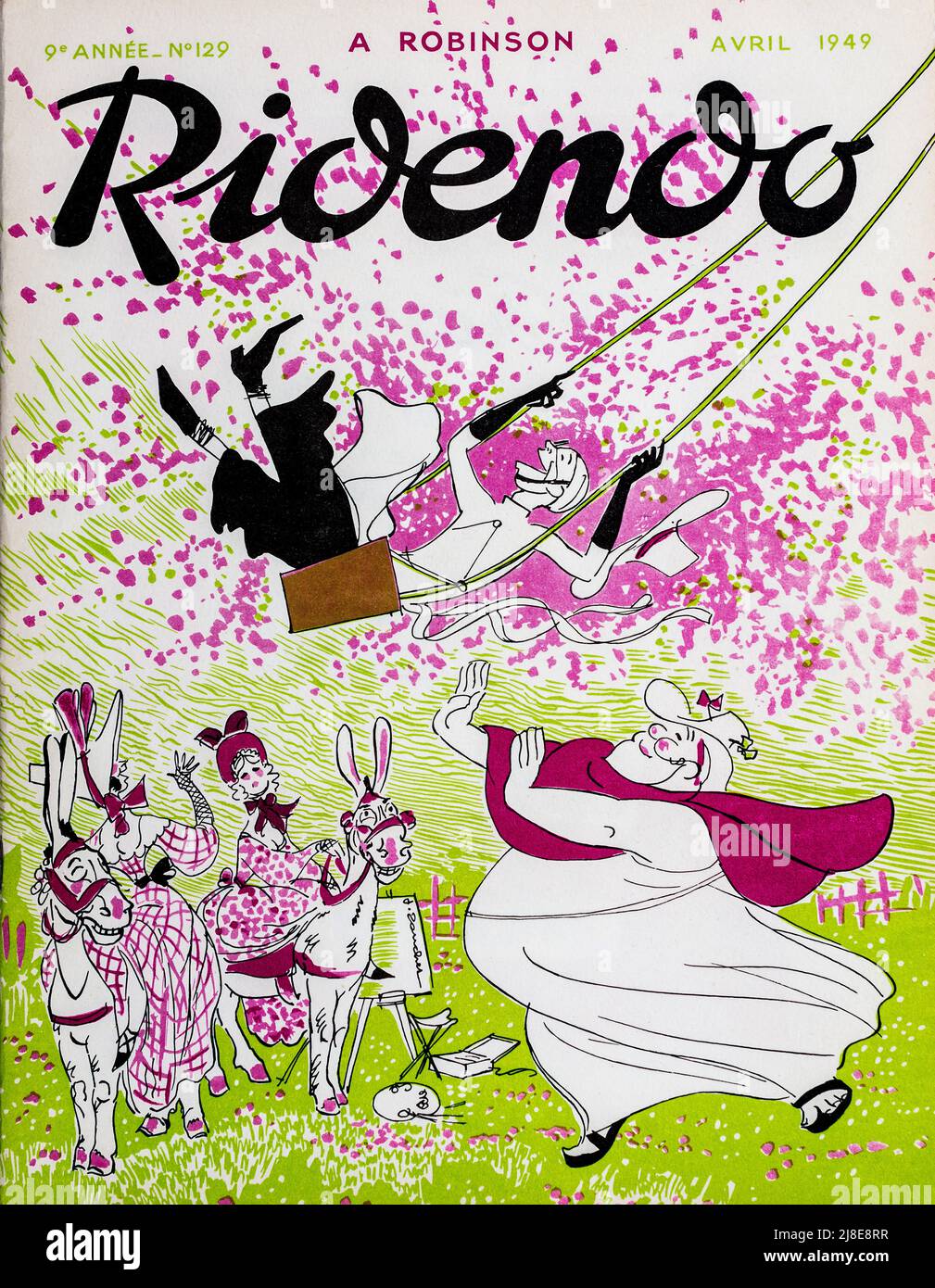 Cover of 'Ridendo' - April 1949 - French monthly humour magazine for doctors and medical workers. Stock Photo