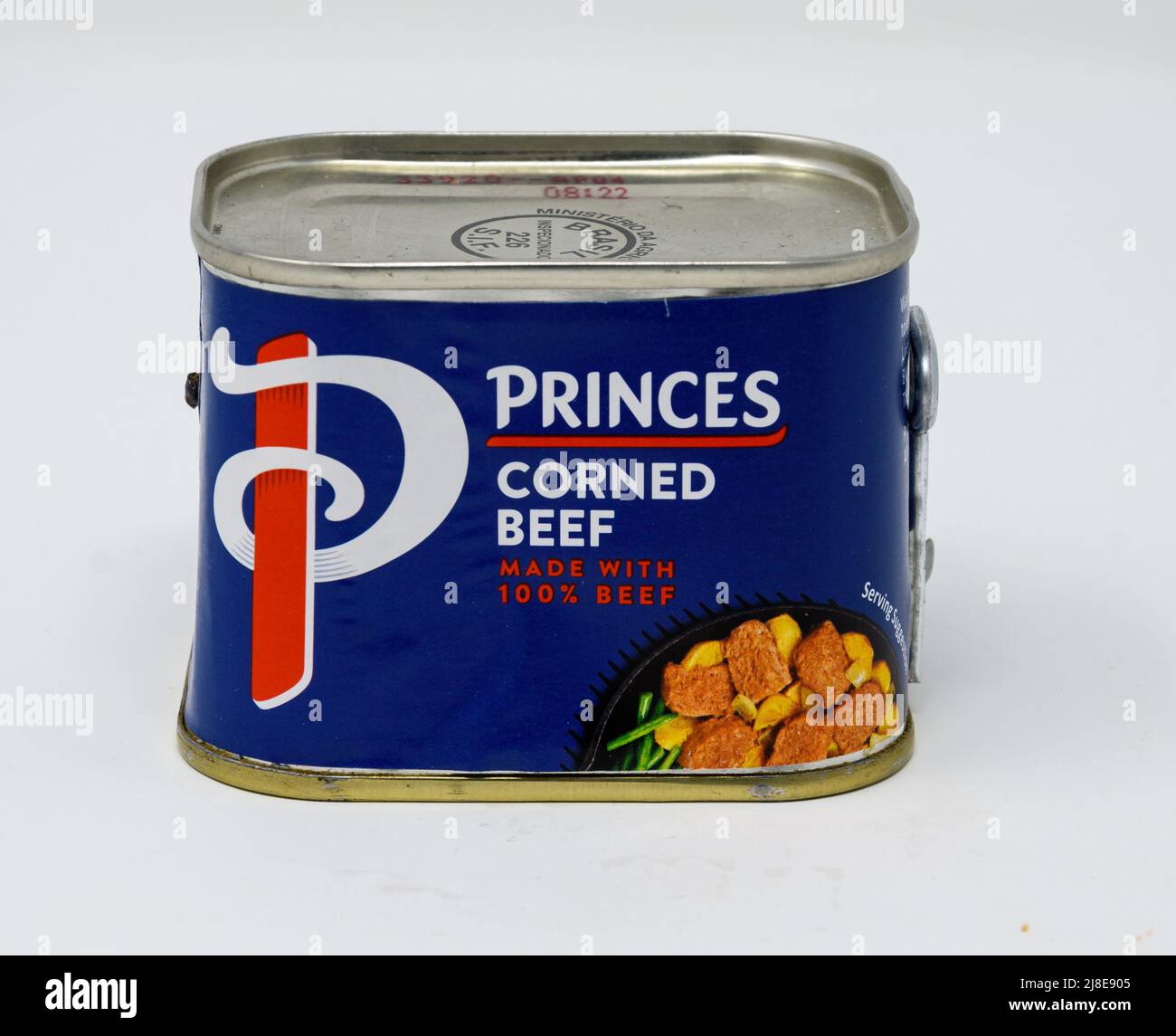 Reading, United Kingdom - January 16 2022:  A Can of Princes Corned Beef Stock Photo