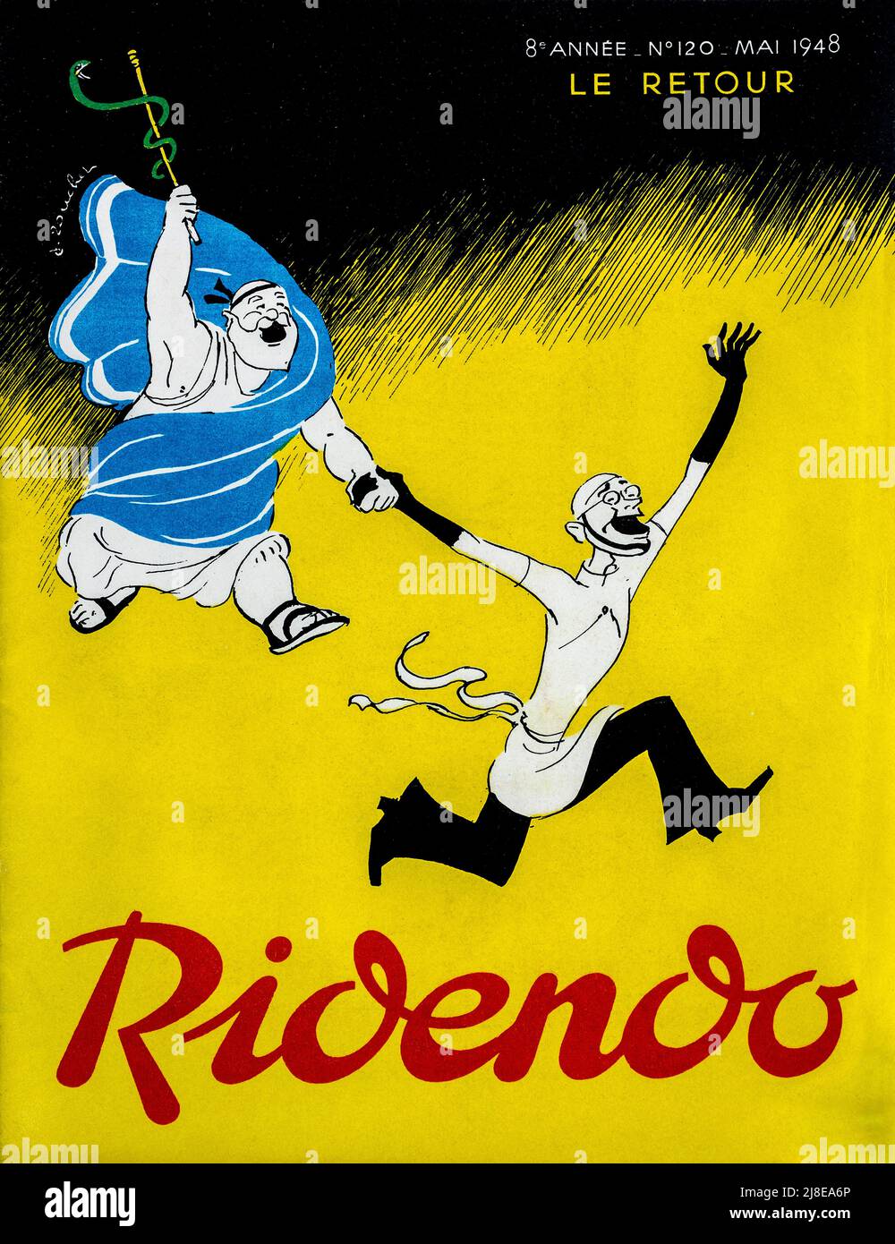 Cover of 'Ridendo' - May 1948 - French monthly humour magazine for doctors and medical workers. Stock Photo