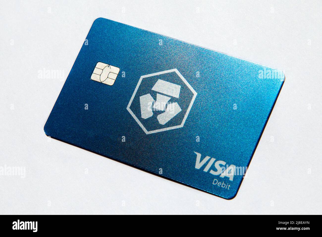 Studio still life of the Crypto.com Visa Debit Reward Card Stock Photo