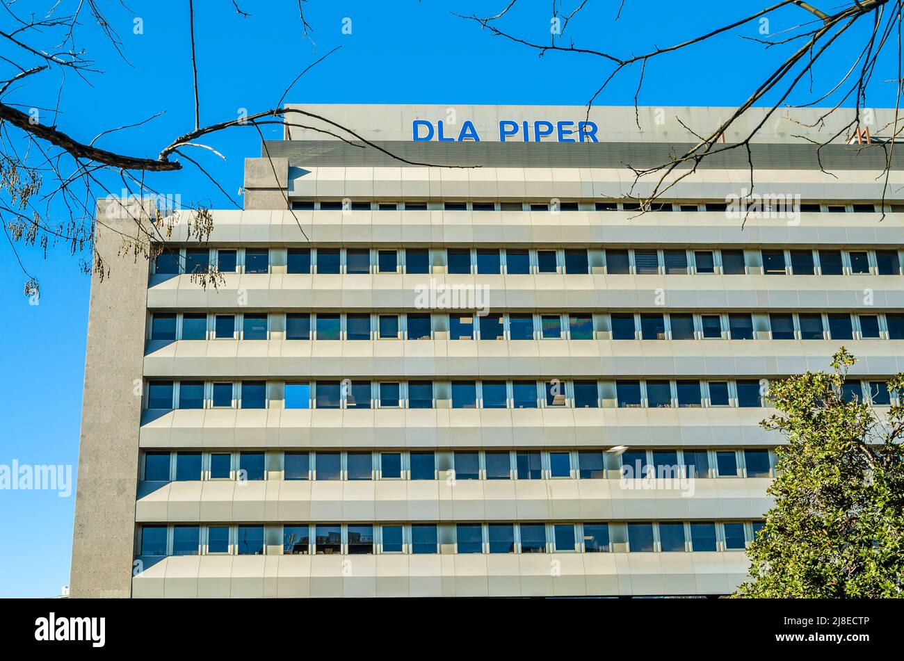 MADRID, SPAIN - JANUARY 12, 2022: DLA Piper headquarters on Paseo de la Castellana in Madrid, Spain. DLA Piper is a multinational law firm with office Stock Photo